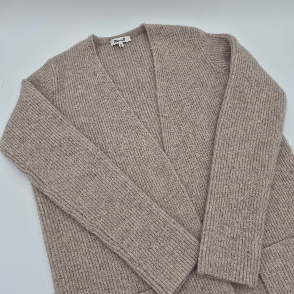 Madewell Ribbed Merino Wool Alpaca Blend Open Cardigan F7237 Beige XS